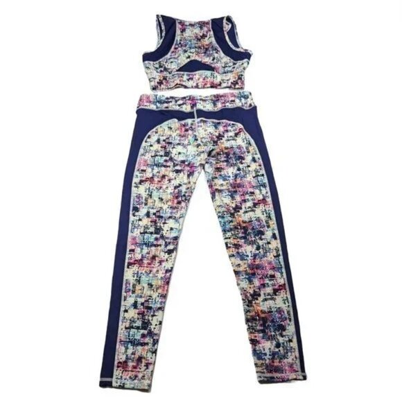 Mono B Wildcard Leggings Sports Bra Plaid 2 Piece Set Athleisure Med Large - Picture 4 of 9